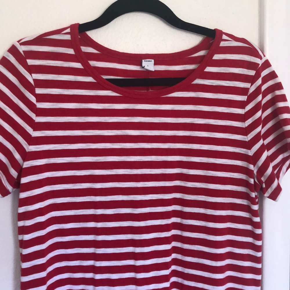 Cherry & white striped t-shirt dress